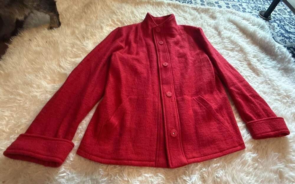 Chico's Boiled Wool Swing Jacket in Renaissance Red